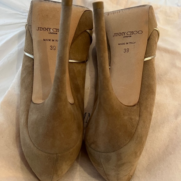 Jimmy Choo Size 39 Beige/Tan Suede Platform Peeptoe Pumps - Picture 6 of 6